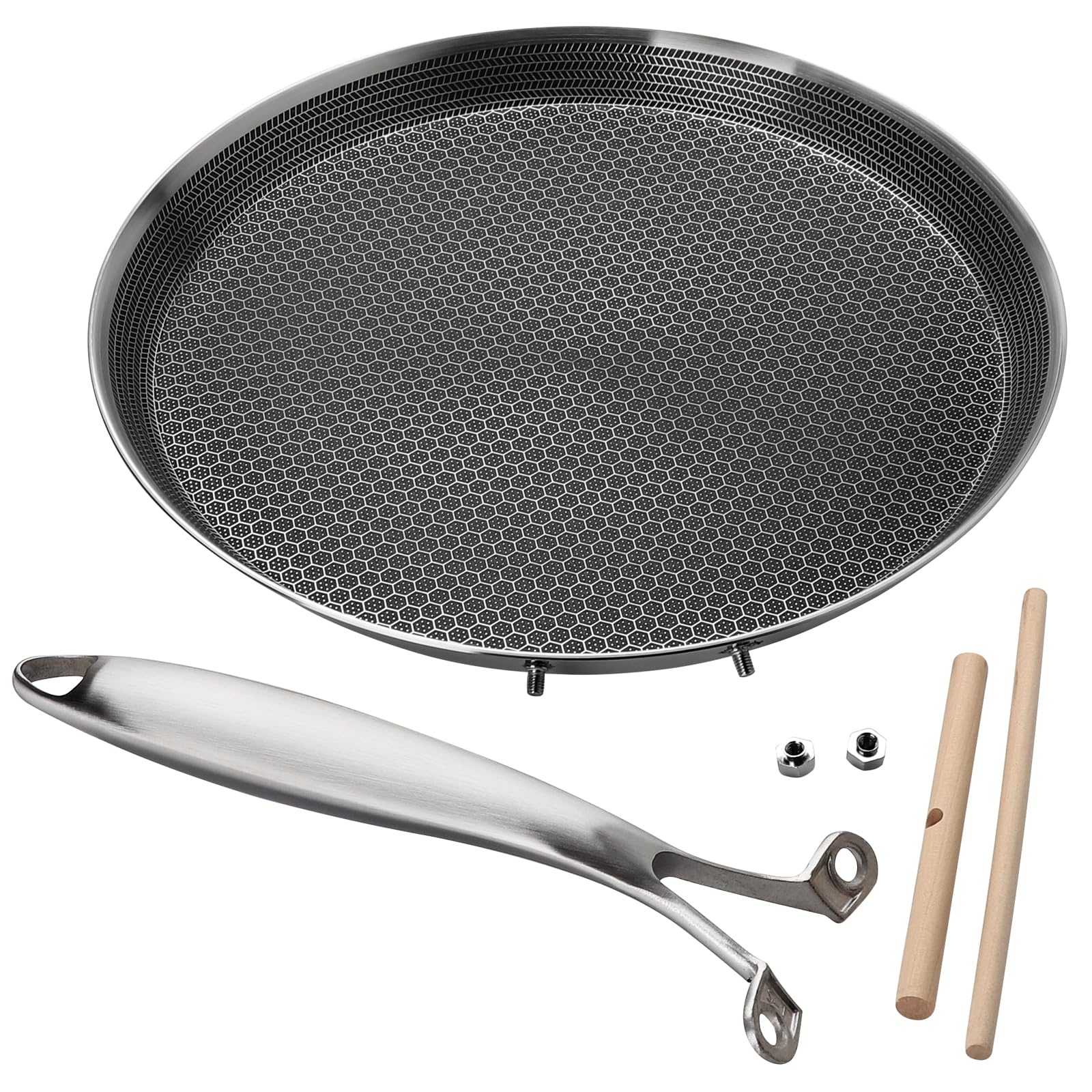 Nonstick Crepe Pan,11-inch stainless steel crepe pan honeycomb Perfect steel crepe pan, all clad pancake pan for Pancakes Induction Compatible