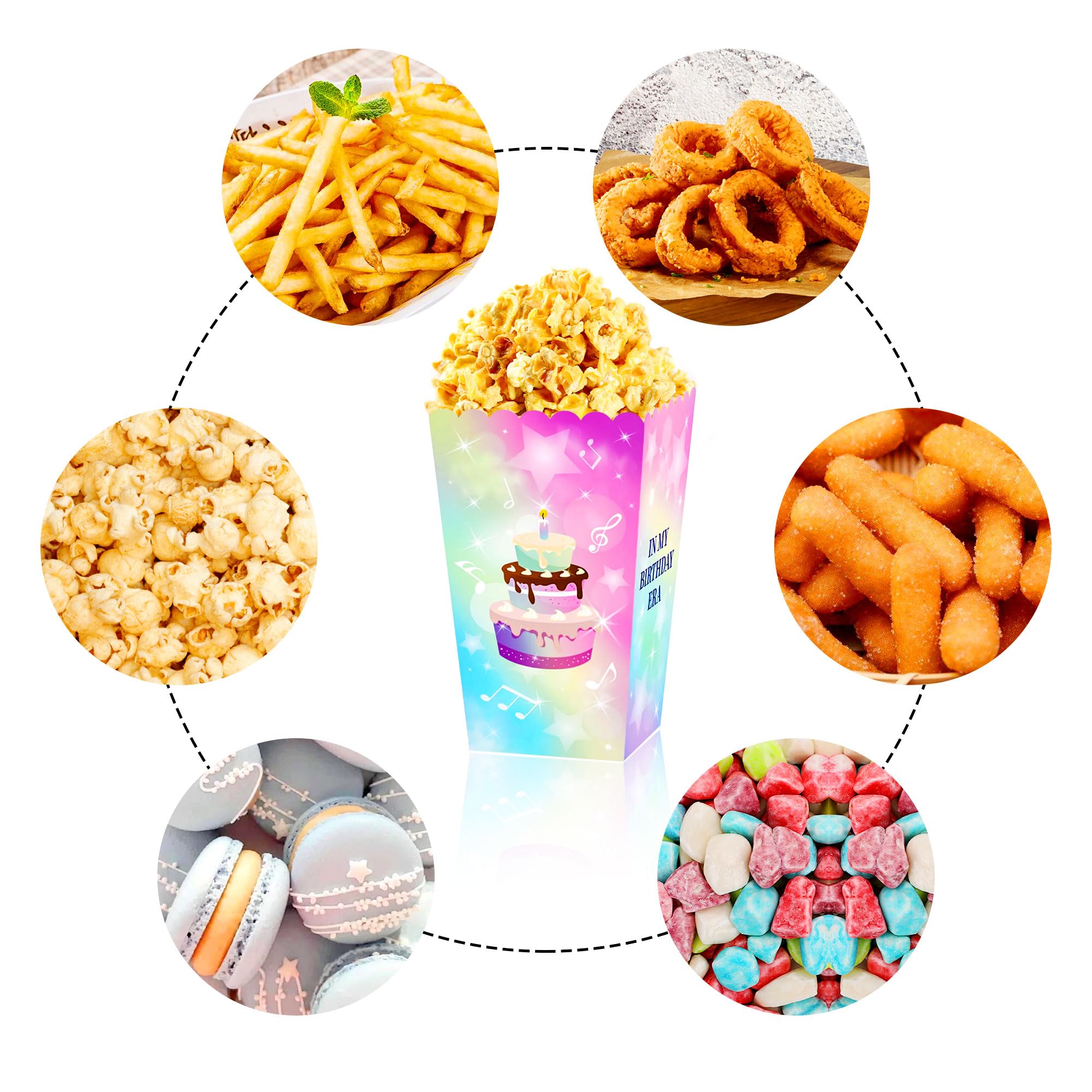 LaVenty 12 PCS Singer Theme Popcorn Boxes Party Party Favor Bags Singer Theme Birthday Party Supplies Kids Candy Treat Bag for Birthday Wedding Bridal Shower