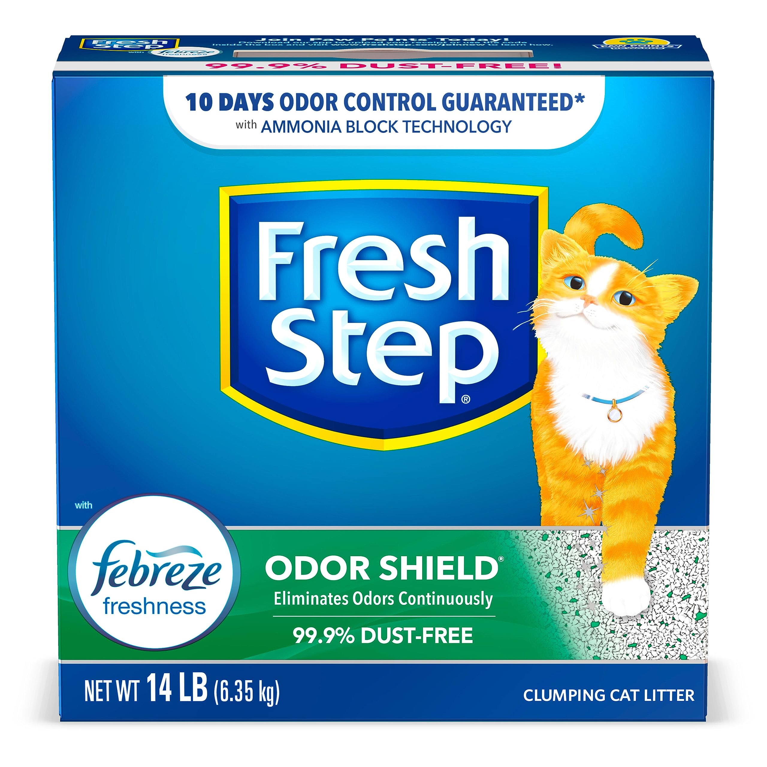 Fresh Step Clumping Cat Litter, Odor Shield, Long Lasting Odor Control Kitty Litter with Activated Charcoal, Low Dust Formula, 14 lb (Pack of 2)