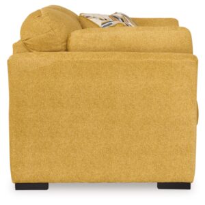 Signature Design by Ashley Keerwick Scandinavian Loveseat with 4 Toss Pillows, Yellow