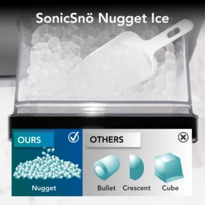 Whynter Nugget Ice Maker, Countertop Portable Ice Maker, IBX-388BG SonicSnö, Automatic Self-Cleaning with Removable Ice Drawer Compact Ice Maker, 40 lbs/24H, Black Stainless Steel and Gold