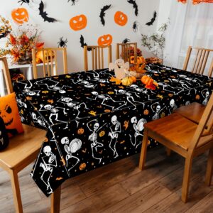 3Pcs Happy Halloween Tablecloth Disposable Halloween Skeleton Plastic Tablecloths Rectangle Plastic Halloween Table Decorations Ghost Table Covers for Halloween Party Supplies 70.8 x 42.5 Inch