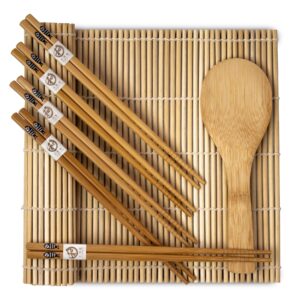 bamboo sushi making kit sushi roller kit with bamboo sushi mats for sushi bamboo sushi maker kit for homemade sushi set with 8 sushi making tools with 2 bamboo sushi rolling mat sushi roll maker kit