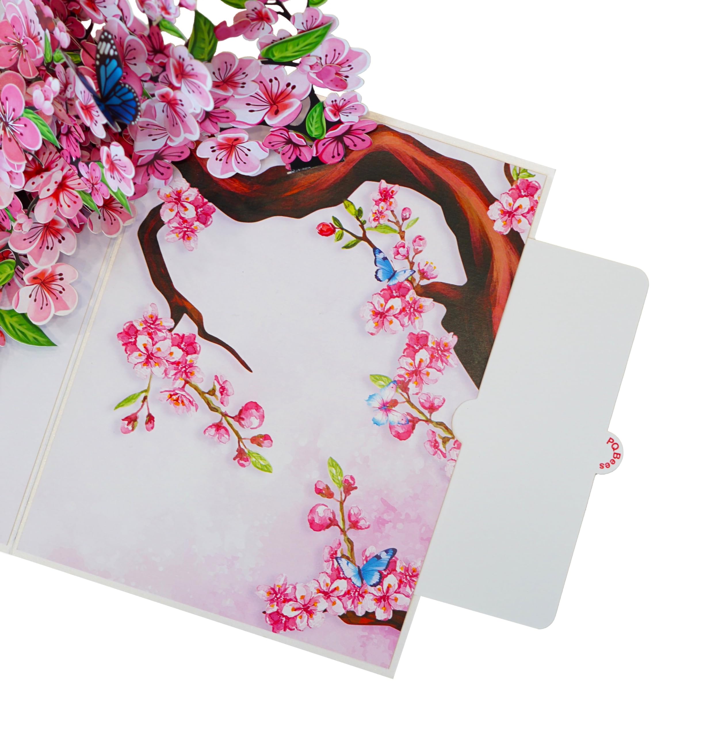 PQ Bees Pop Up Mothers Day Card for Women Mom Grandma Wife, 3D Birthday Anniversary Get Well Soon Thank You Valentines Day Card (Size 6x8 In – Butterflies Cherry Blossom).