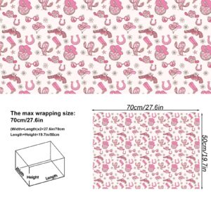 Vnaaem Western Cowgirl Wrapping Paper 6 Pcs Pink Disco Cactus Cow Boots and Hat Patterns for Girls Music Fans Women Birthday Baby Shower Party DIY Crafts Gift Packing 19.6 X 27.8 Inch