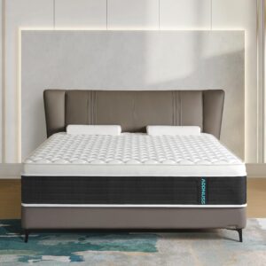 ADDNUSS Full Mattresses,Hybrid 12 Inch Full Mattress in a Box,Memory Foam & Individually Pocket Spring for Pain Relief,Medium Firm Black Full Mattress,Pressure Relief,Certified.