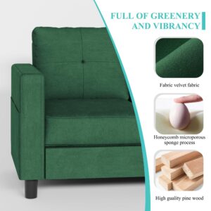 Shintenchi Convertible Sectional Sofa Couch, Modern Linen Fabric L-Shaped, 3-Seat Sofa Sectional with Storage Function Ottoman/Armrest Reversible Chaise for Living Room and Small Space (Green)