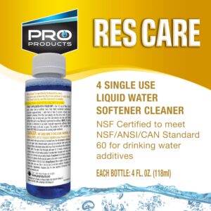 Pro Products Res Care Liquid Water Softener Cleaner, Universal Cleanser for Hardwater Systems, 4 Ounce Bottle, 4-Pack