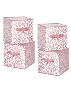 mythaus cube storage bin, 11 inch pink cube storage organizer bins, collapsible fabric storage cubes with dual handles&tags, 4-pack storage boxes for cubby shelf closet storage, rose gold butterfly