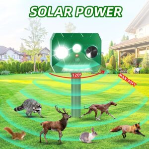 2 Pack Ultrasonic Motion Sensor Alarm for Yard Lawn with Motion Sensor and Flashing Lights, Ultrasonic Motion Sensor Alarm Outdoor for Yard Solar Powered Motion Sensor Alarm for Garden Yard Lawn