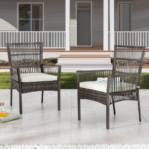 PatioFestival Patio Dining Set 5 Pieces Outdoor Furniture Sets Outside Table Wicker Chairs with Galvanized Steel Frame (5Pcs,Beige)