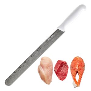 brisket slicing knife, little cook 12" stainless steel carving knife for meat, brisket, bbq, turkey, watermelon (white)