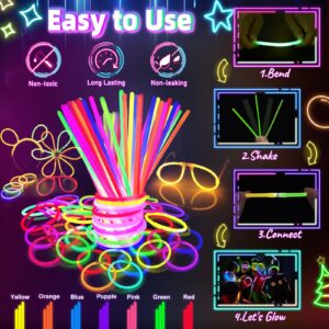 Glow in the Dark Party Supplies for Kids Adults, Light Up Party Favors, 56 LED Light Up Toys, 100 Glow Sticks Bulk Party Pack DIY Glow Glasses Headbands Necklaces for Neon Party Supplies & Decorations