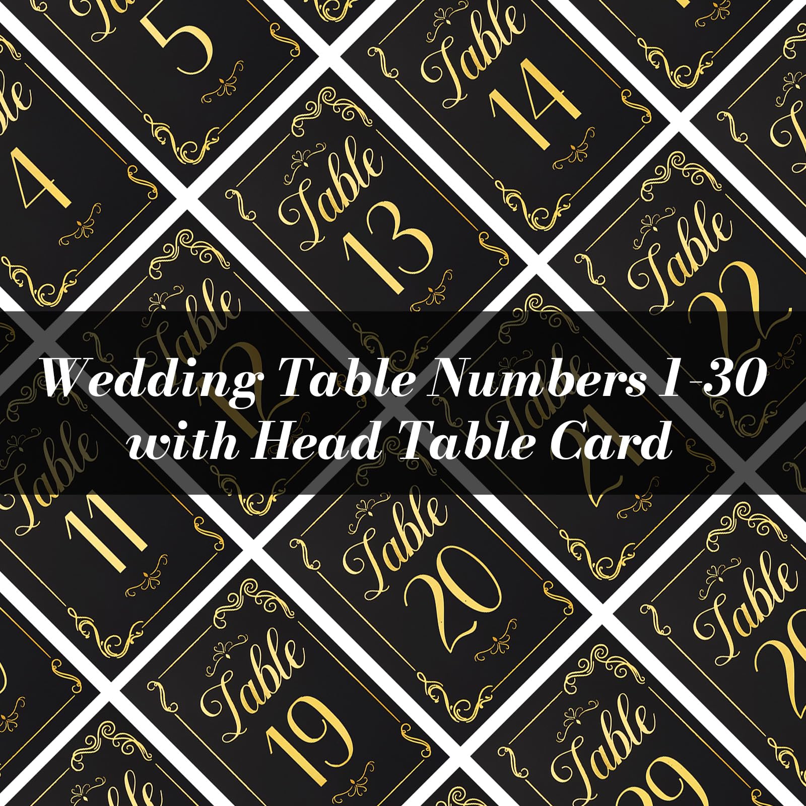 31 Pieces Wedding Table Numbers 1-30 with Head Table Numbers Double Sided 4x6in Elegant Stamping Table Numbers Cards for Wedding Reception, Party, Birthday, Event (Black)