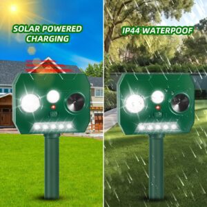 2 Pack Ultrasonic Motion Sensor Alarm for Yard Lawn with Motion Sensor and Flashing Lights, Ultrasonic Motion Sensor Alarm Outdoor for Yard Solar Powered Motion Sensor Alarm for Garden Yard Lawn