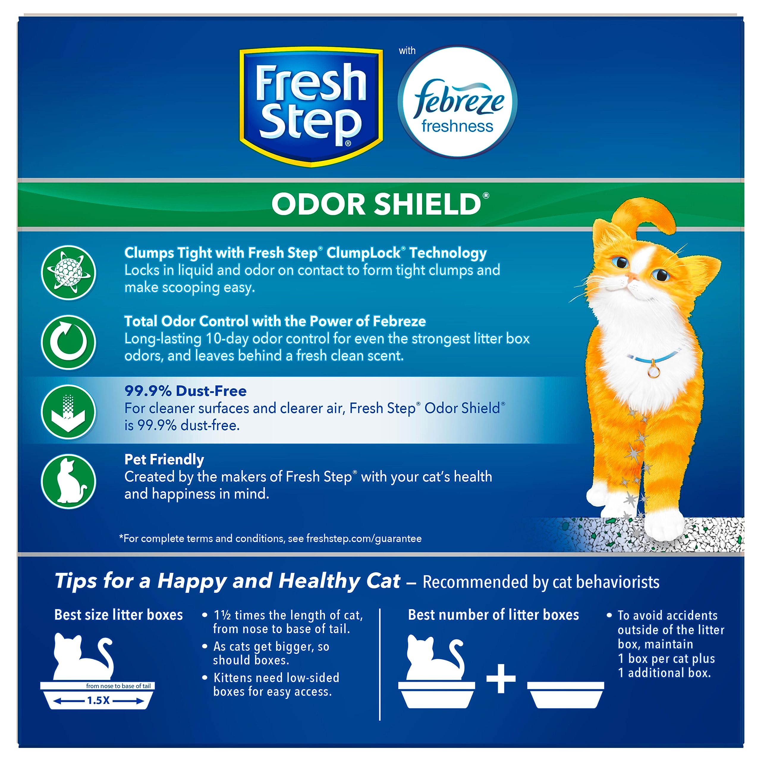 Fresh Step Clumping Cat Litter, Odor Shield, Long Lasting Odor Control Kitty Litter with Activated Charcoal, Low Dust Formula, 14 lb (Pack of 2)