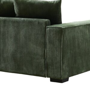 Container Furniture Direct Luxe Large Two-Piece Right Facing Sectional Sofa for Living Room, 106.7-Inch L Shaped Loveseat and Chaise, Upholstered with Corduroy Fabric, 3, Dark Green