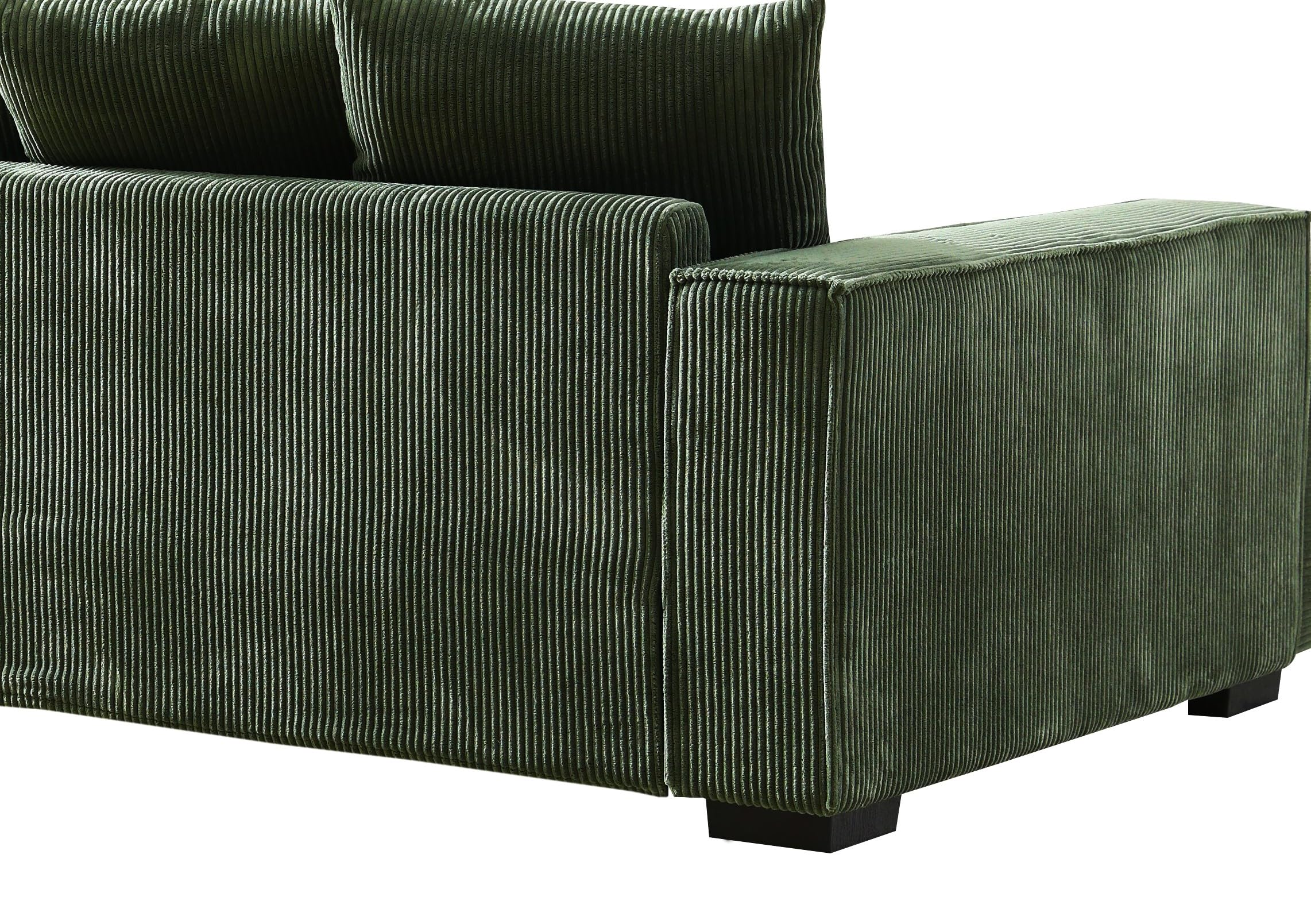 Container Furniture Direct Luxe Large Two-Piece Right Facing Sectional Sofa for Living Room, 106.7-Inch L Shaped Loveseat and Chaise, Upholstered with Corduroy Fabric, 3, Dark Green