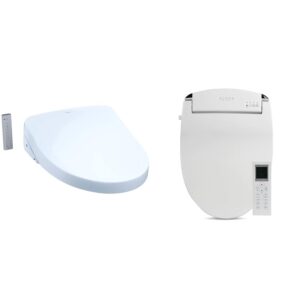 toto sw3056#01 electronic bidet toilet seat bundle with alpha jx2 elongated bidet seat, white