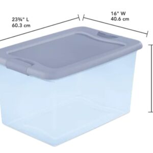 DqOasd 64 Qt Latching Storage Box, Stackable Bin with Latch Lid, Plastic Container to Organize Clothes in Closet, Clear with Gray Lid, blue