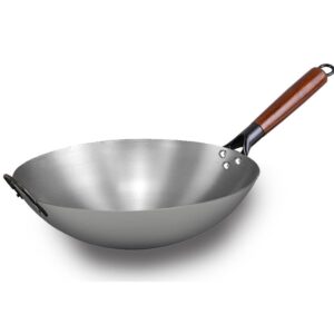 vonoto carbon steel wok pan, wok pan with handle, traditional woks (16 inch)