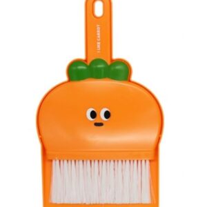 Generic Cute Carrot Mini Broom and Dustpan Set for Desk, Small Dustpan and Brush Set, Orange