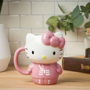 Silver Buffalo Sanrio Hello Kitty Halloween Spooky Pink Skeleton Costume Ceramic 3D Sculpted Mug, 20 Ounces