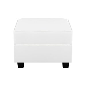 naomi home sarah storage ottoman module for modular sectional sofa square seat cube air leather foot stool, white