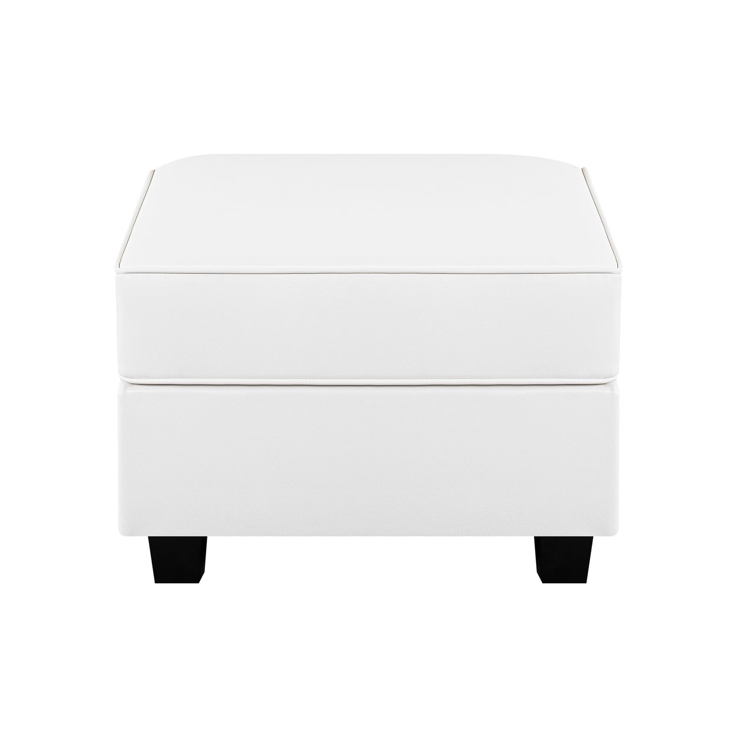 Naomi Home Sarah Storage Ottoman Module for Modular Sectional Sofa Square Seat Cube Air Leather Foot Stool, White