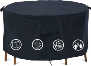 round patio furniture covers, 74" dia outdoor furniture covers, waterproof outdoor table cover, fire pit cover outdoor round table dining set cover anti-fading cover for outdoor furniture set