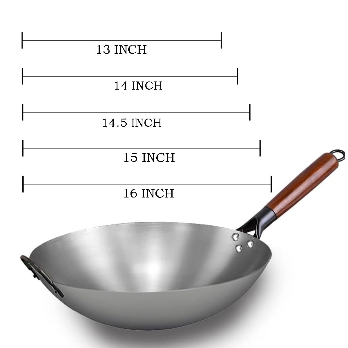 VONOTO Carbon Steel Wok Pan, Wok Pan with Handle, Traditional Woks (16 inch)