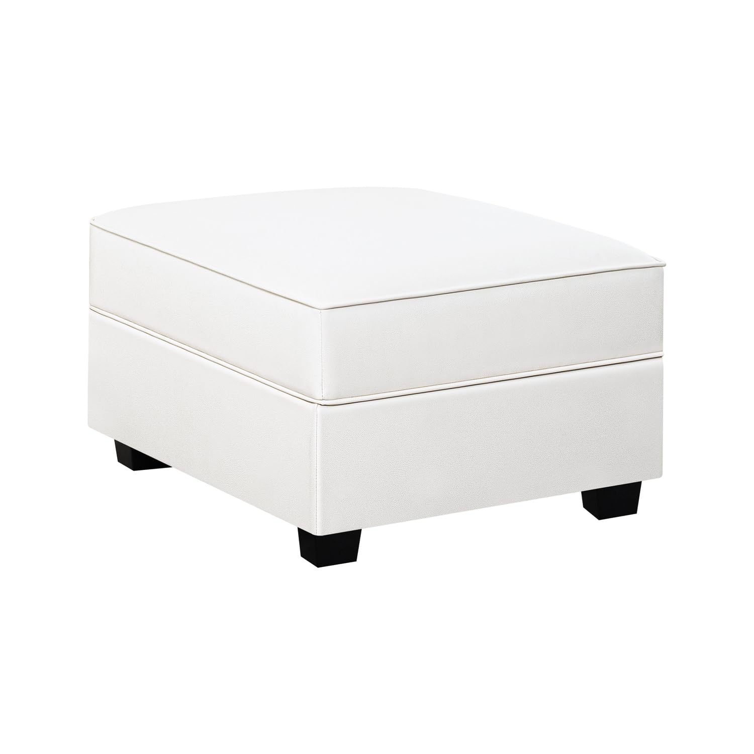 Naomi Home Sarah Storage Ottoman Module for Modular Sectional Sofa Square Seat Cube Air Leather Foot Stool, White