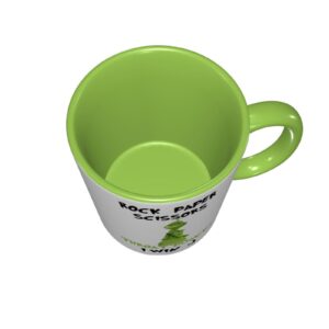 LINKEQICHE Funny Mug Rock Paper Scissors Throat Punch I Win Coffee Mug Gift Coffee Mug Internal And Handle Green 11Oz Mug