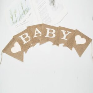 Welcome Baby Signs Pre-Strung Burlap Banner, Welcome Baby Banner Baby Shower Flags Decor, Baby Arrival Banners Baby Shower Birthday Party Supplies