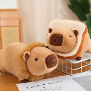 Ditucu Cute Capybara Plush Pillow with Wearable Toast Headgear Bread Capibara Stuffed Animals Plushies Toys Gifts 9.8 inch