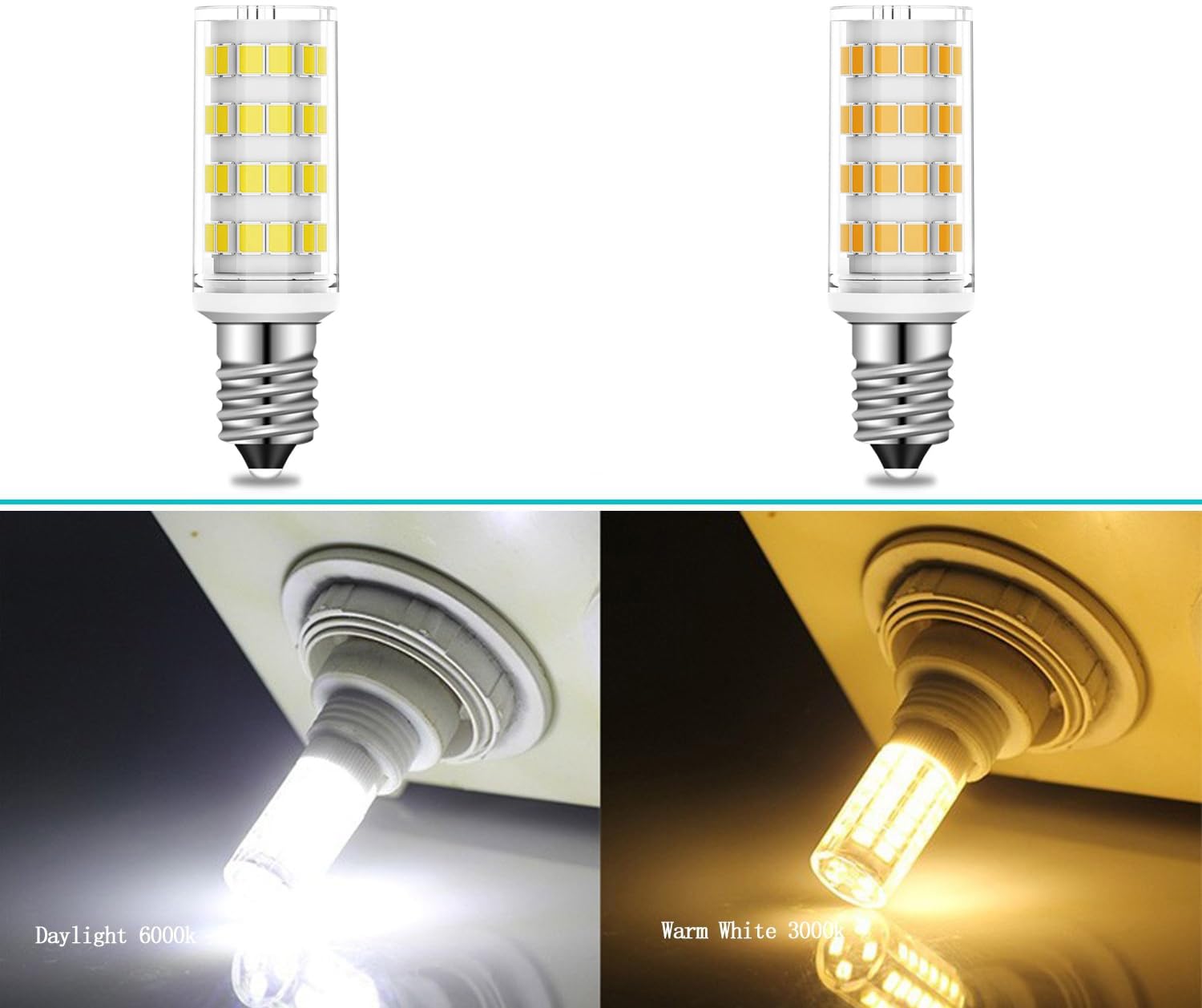 E14 European Base Bulb e14 led Bulb Turkish Lamp Bulb Replace Dimmable 4W Equivalent 40W Incandescent Bulb, AC 110V-130V Daylight White 6000K, 400LM 2Pack (Daylight White)