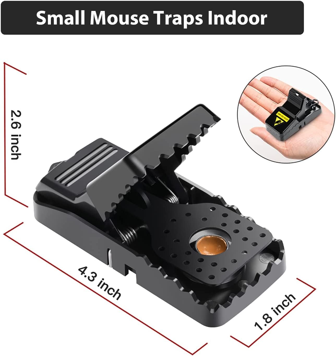 VRXVR Mouse Traps Indoor for Home Small Mouse Trap for House Mice Snap Trap Effective Sanitary Quick Mouse Catcher - 12 Pack, Black