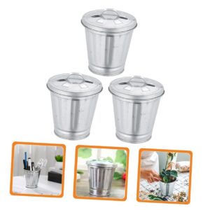 GAROZATION 3pcs Trash Can Flowerpot with Lids Desktop Waste Bin Countertop Trash Can Flowerpots for Home Office Kitchen Decor