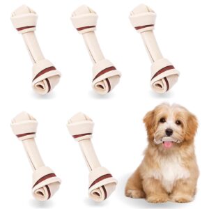 UrbanX Rawhide Free Dog Bones, 4" Real Chicken Wrapped Dog Chew Bones for Sheepadoodle and Other Large Mixed Breed Dogs Training Treats - 7 Count