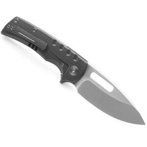 Miguron Knives M Arma II Pocket Folding Knife,3.75" M390 Satin Blade Dark Grey PVD Titanium Handle,Outdoor Camping Hiking Knife MGR-603DGII