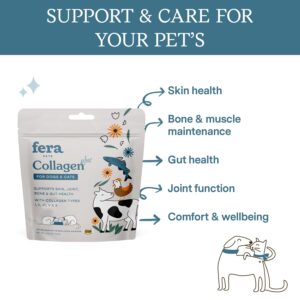 Fera Pet Organics Collagen Plus Cat & Dog Food Topper – Vet Created Support for Pet Joints, Skin, Bone & Immune System with Collagen + Vitamin C – Powder Supplement - 4.23oz