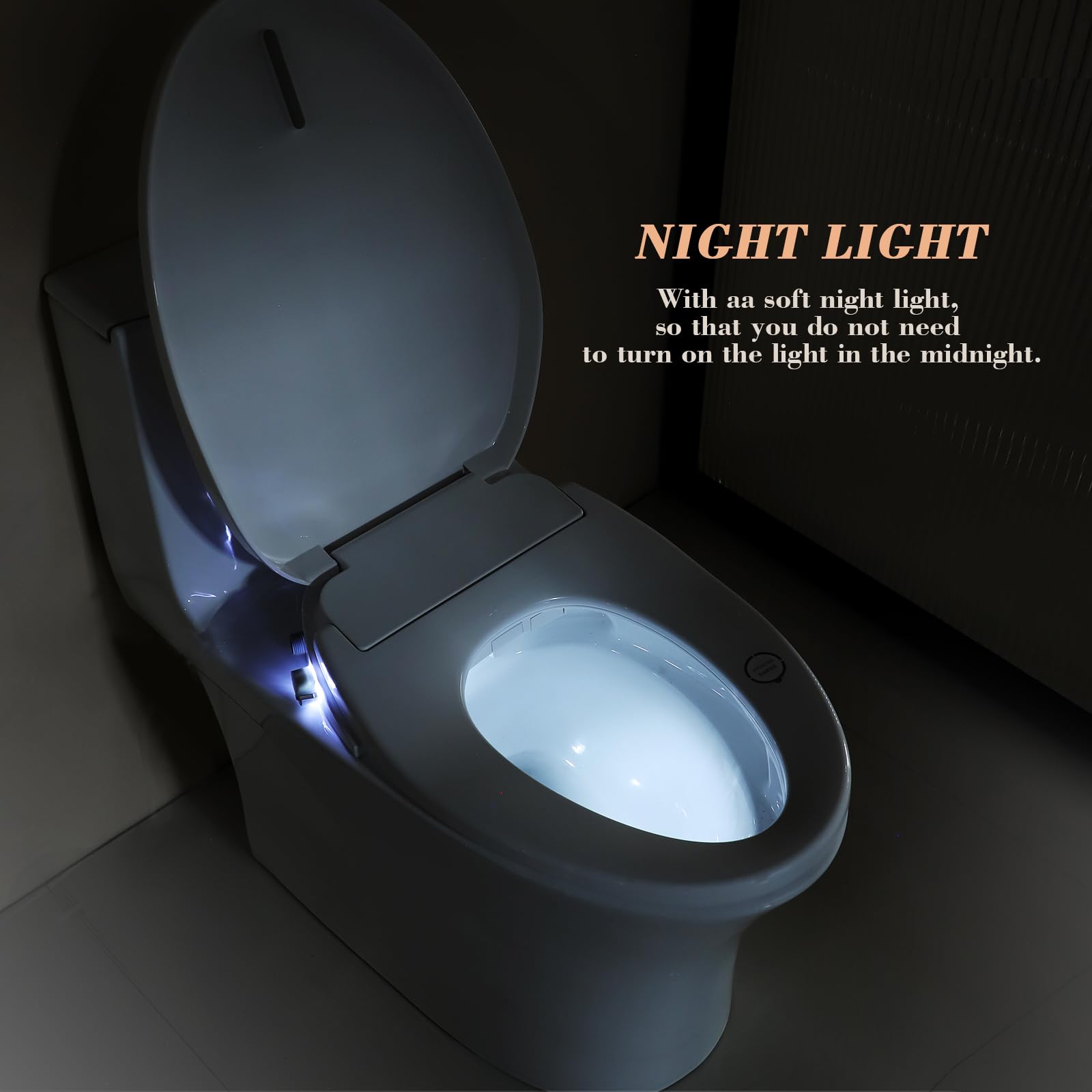 Tataware Electric Bidet Toilet Seat, Fits Elongated Toilet and Easy Installation, Instant Warm Water for Rinsing, Self-clean Dual Nozzle, Heated Seat with Soft Close Lid, Night Light, Slim Profile