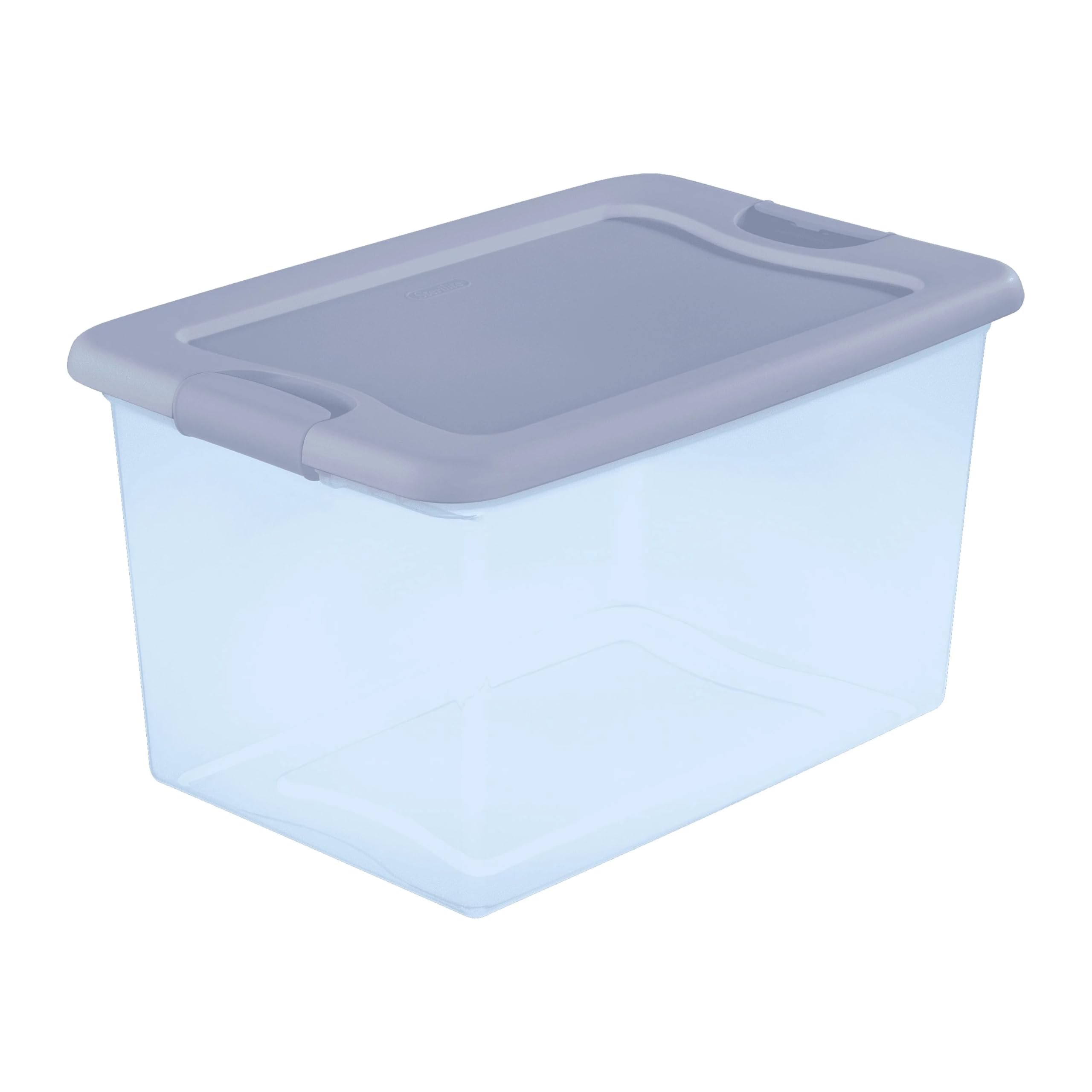 DqOasd 64 Qt Latching Storage Box, Stackable Bin with Latch Lid, Plastic Container to Organize Clothes in Closet, Clear with Gray Lid, blue