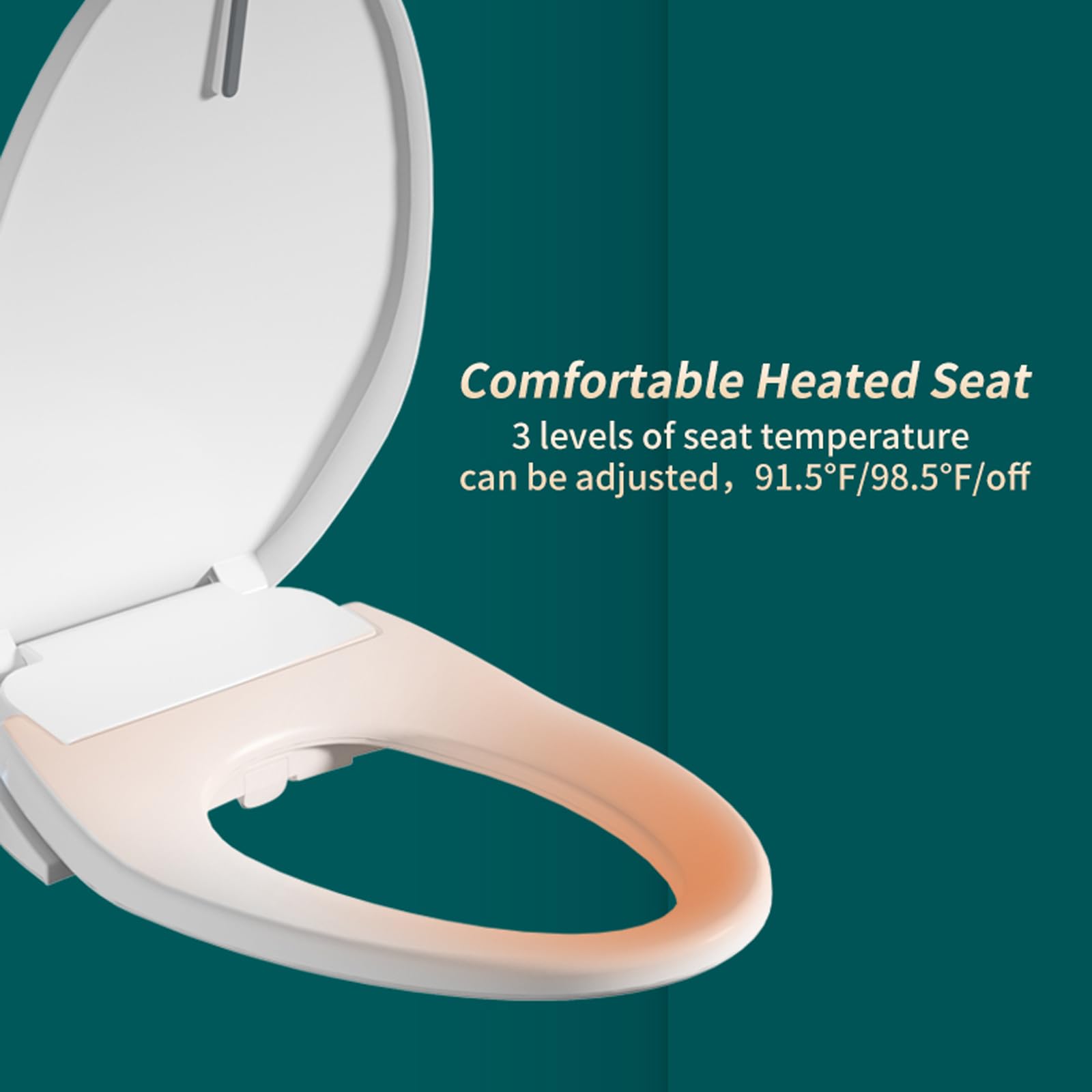 Tataware Electric Bidet Toilet Seat, Fits Elongated Toilet and Easy Installation, Instant Warm Water for Rinsing, Self-clean Dual Nozzle, Heated Seat with Soft Close Lid, Night Light, Slim Profile