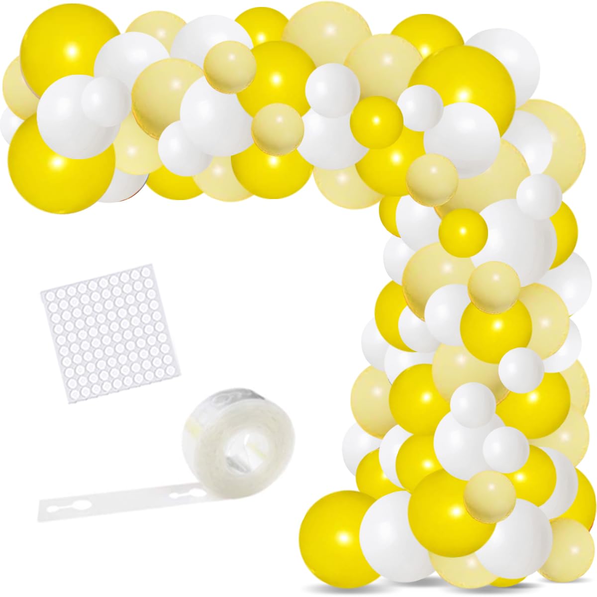 Yellow White Balloon Arch Garland Kit - Pastel Yellow Balloon Arch, Yellow and White Balloons Silver Confetti Balloons for Wedding Sunflower Baby Shower Anniversary Bridal Shower Birthday Party Decors