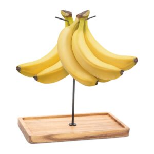 Lush & Lively Banana Holder Stand | Multifunctional Acacia Wood Banana Hanger Stand for Kitchen Counter | Double-sided Banana Hook | Multi-Purpose Banana Tree | Sleek, Stable Fruit Holder