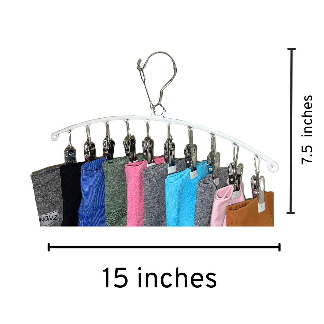 NIIVIIN Legging Organizer for Closet Hanging – High Strength 10-Clip Rubber Coated Stainless Steel, Legging Hanger for Jeans, Skirts, Shorts, Yoga Pants Hanger, Multi Pants Hanger, Value Pack of 2