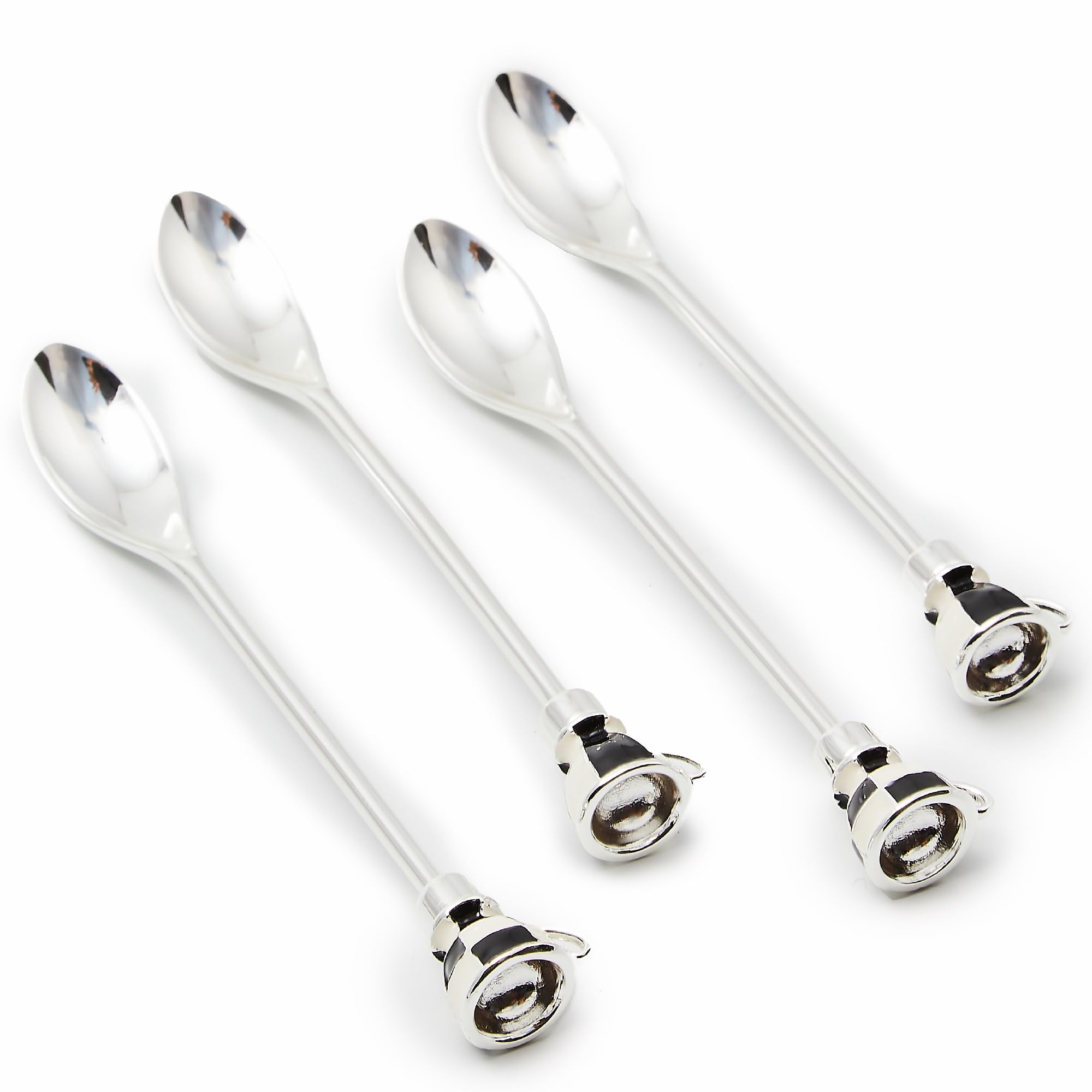 MACKENZIE-CHILDS Espresso Spoon Set, Cute Coffee Spoons and Teaspoons, Set of 4, Black-and-White Courtly