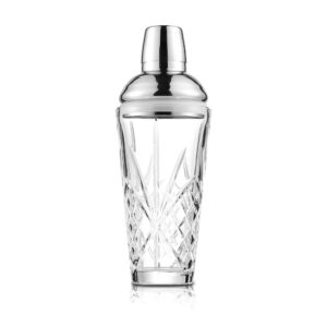 fioance glass cocktail shaker, 18.5oz cutting desgin glass shaker - exquisite martini shaker for elevated mixology. perfect for crafting artisan cocktails, martinis