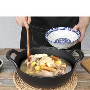 VONOTO Cast Iron Wok with Handles, Pre-seasoned Cast Iron Grilling Wok, Use in the Oven, on the Stove, or on the Grill (8 inch)